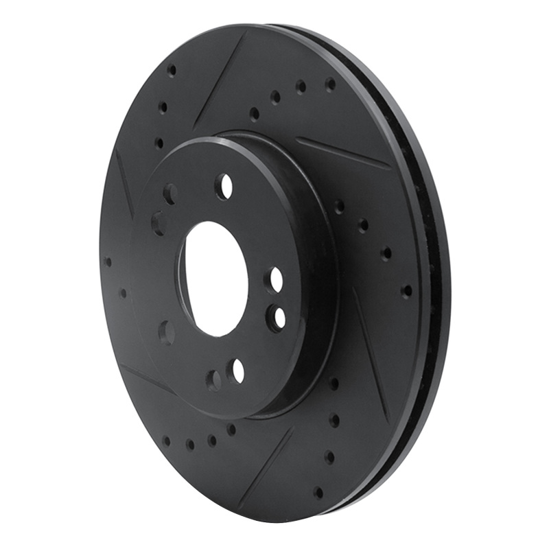 Picture of R1 90-95 Mercedes-Benz E420 Front Left Drilled & Slotted Black Brake Rotor