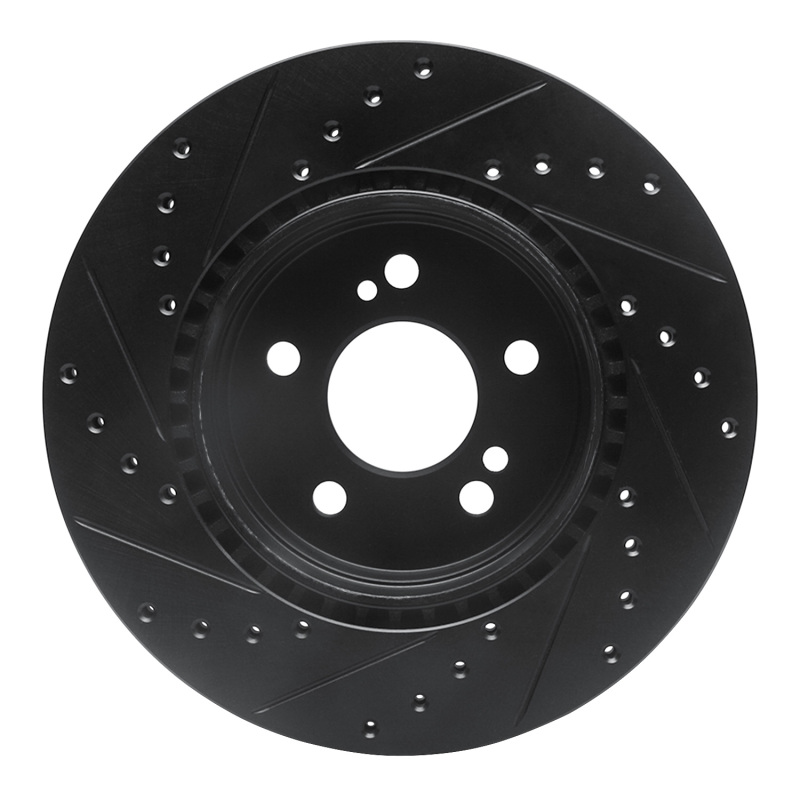 Picture of R1 93-02 Mercedes-Benz SL600 Rear Right Drilled & Slotted Black Brake Rotor