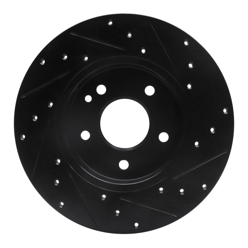 Picture of R1 97-98 Mercedes-Benz C230 Front Left Drilled & Slotted Black Brake Rotor