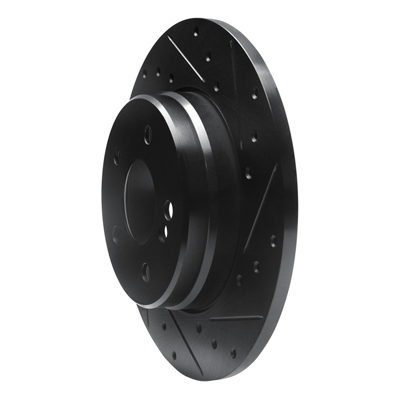Picture of R1 98-03 Mercedes-Benz E320 Rear Right Drilled & Slotted Black Brake Rotor