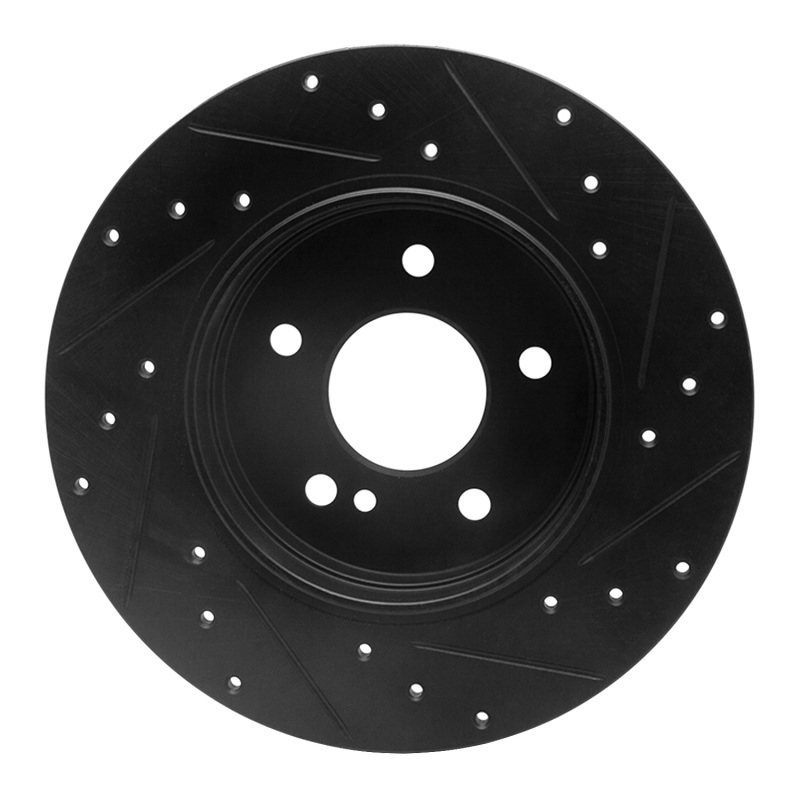 Picture of R1 98-03 Mercedes-Benz E320 Rear Left Drilled & Slotted Black Brake Rotor