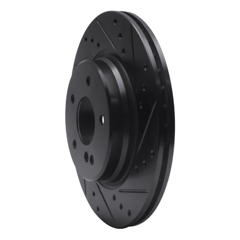 Picture of R1 98-09 Chrysler Crossfire Rear Right Drilled & Slotted Black Brake Rotor