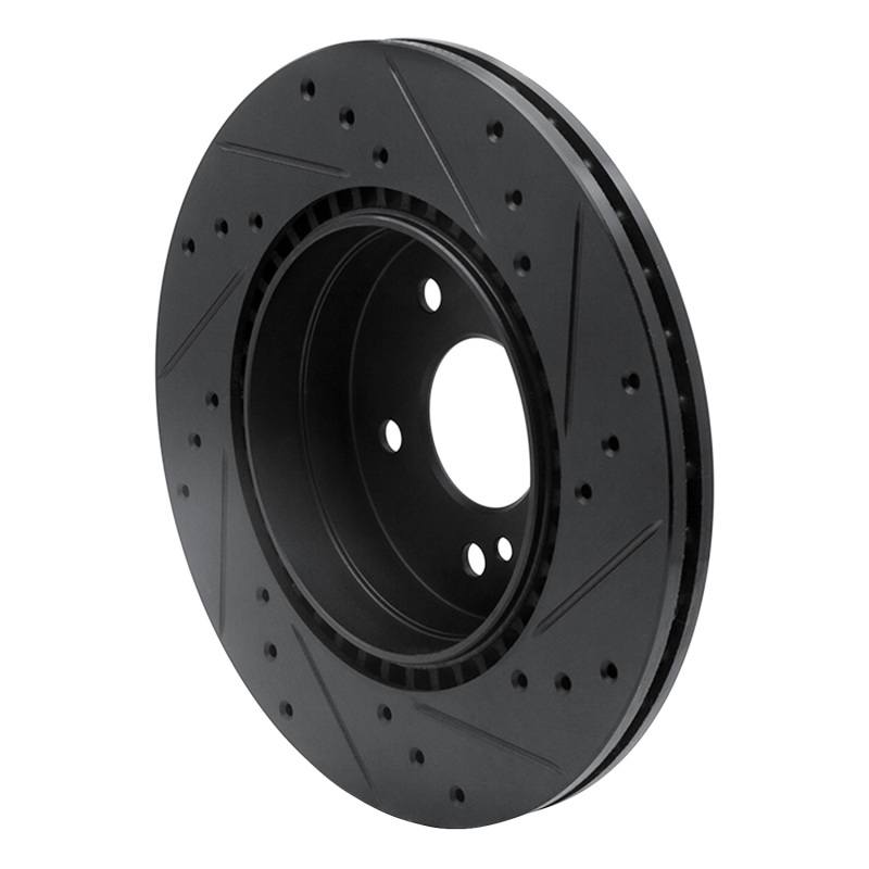 Picture of R1 98-09 Chrysler Crossfire Rear Left Drilled & Slotted Black Brake Rotor