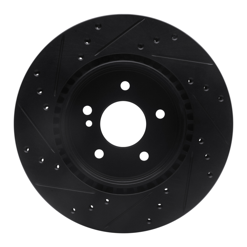Picture of R1 98-09 Chrysler Crossfire Rear Right Drilled & Slotted Black Brake Rotor