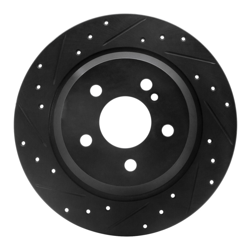 Picture of R1 03-06 Mercedes-Benz CL500 Rear Left Drilled & Slotted Black Brake Rotor