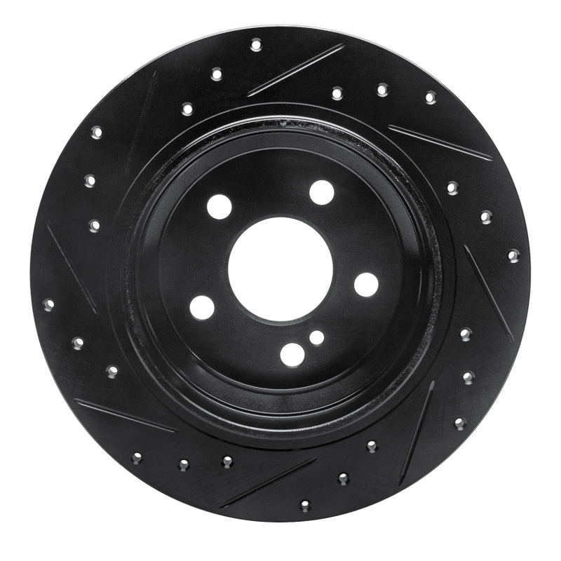 Picture of R1 03-06 Mercedes-Benz CL500 Rear Right Drilled & Slotted Black Brake Rotor