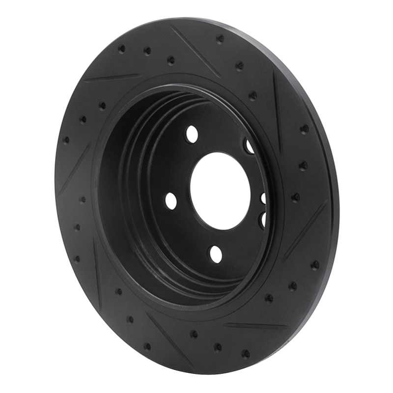 Picture of R1 03-06 Mercedes-Benz CL500 Rear Left Drilled & Slotted Black Brake Rotor