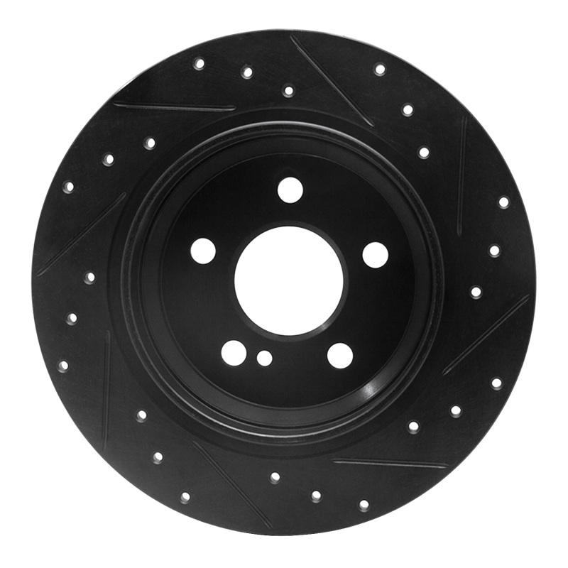 Picture of R1 07-13 Mercedes-Benz S550 Rear Left Drilled & Slotted Black Brake Rotor