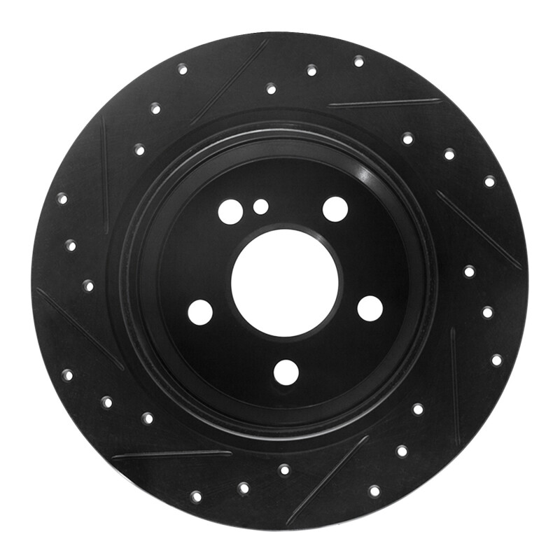 Picture of R1 07-13 Mercedes-Benz S550 Rear Right Drilled & Slotted Black Brake Rotor