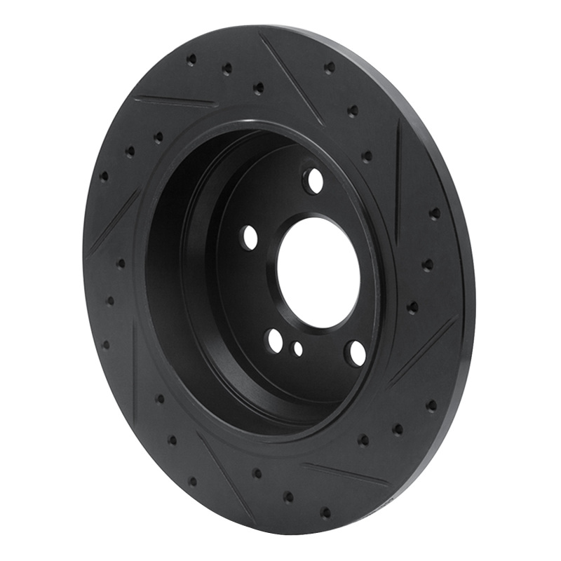 Picture of R1 07-13 Mercedes-Benz S550 Rear Left Drilled & Slotted Black Brake Rotor
