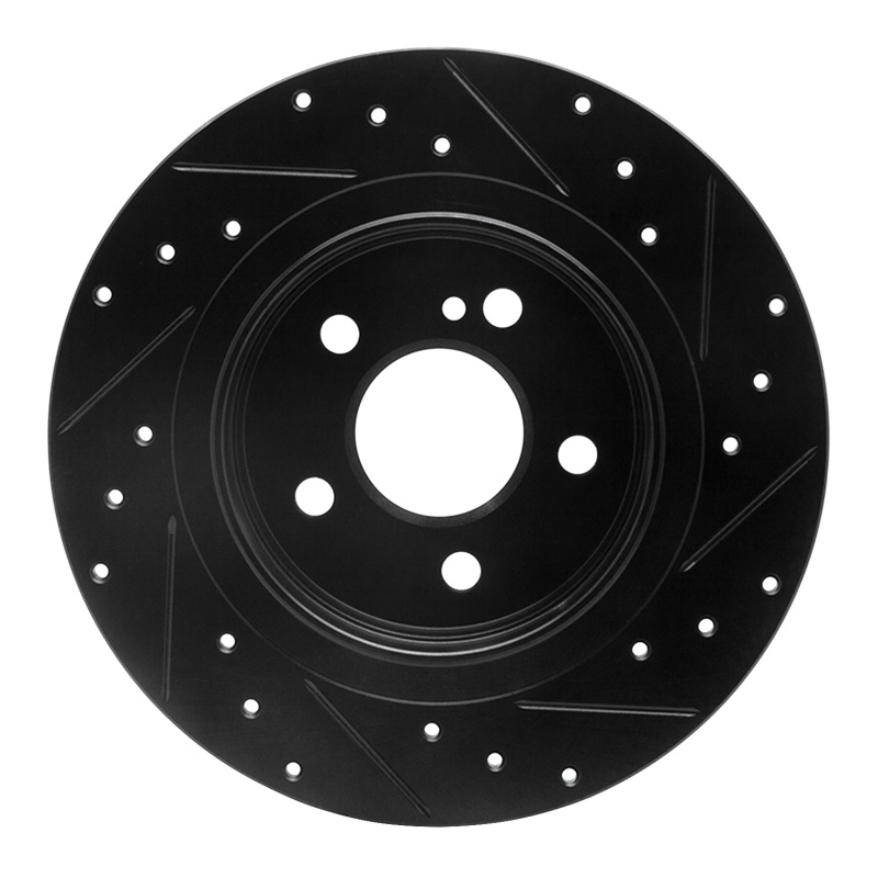 Picture of R1 08-15 Mercedes-Benz C250 Rear Left Drilled & Slotted Black Brake Rotor