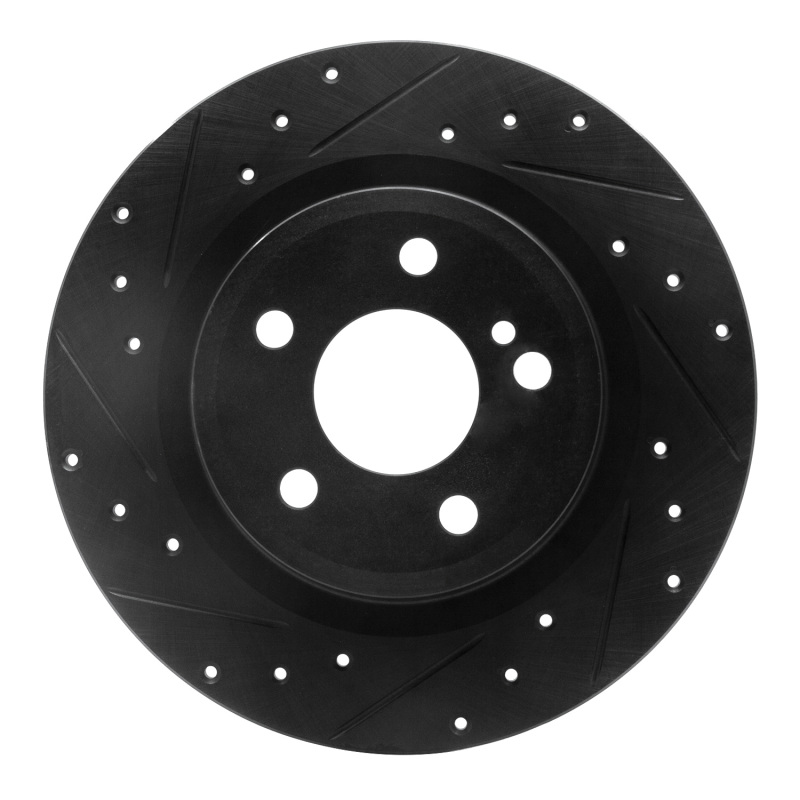 Picture of R1 12-20 Mercedes-Benz SLC300 Rear Left Drilled & Slotted Black Brake Rotor