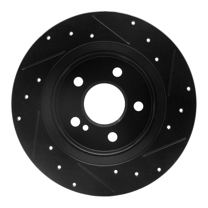 Picture of R1 14-20 Infiniti QX30 Rear Left Drilled & Slotted Black Brake Rotor
