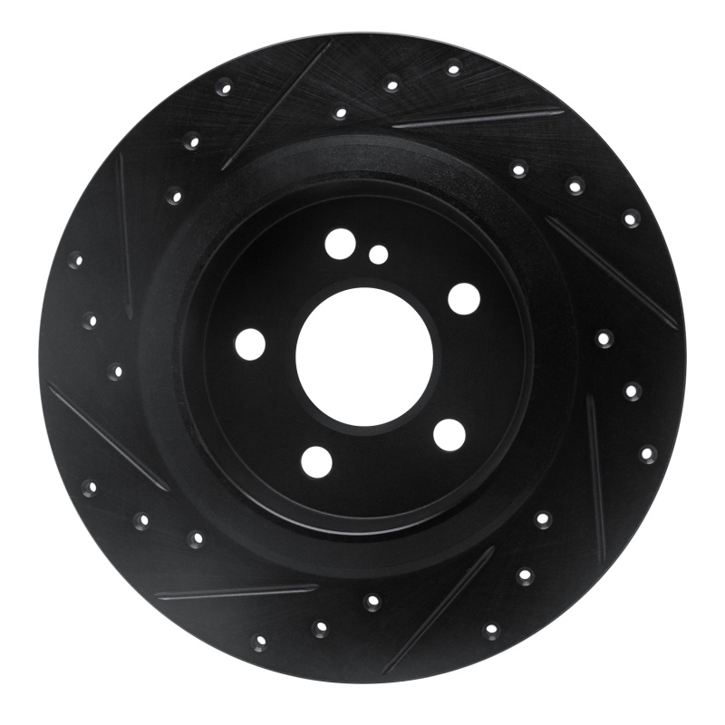 Picture of R1 12-20 Mercedes-Benz SLC300 Rear Right Drilled & Slotted Black Brake Rotor