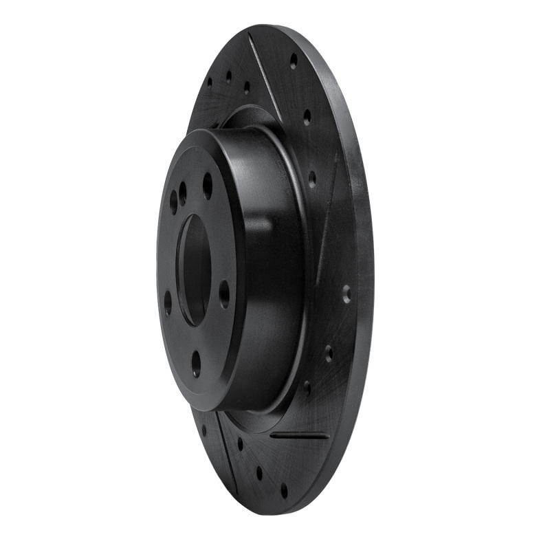 Picture of R1 14-20 Infiniti QX30 Rear Right Drilled & Slotted Black Brake Rotor