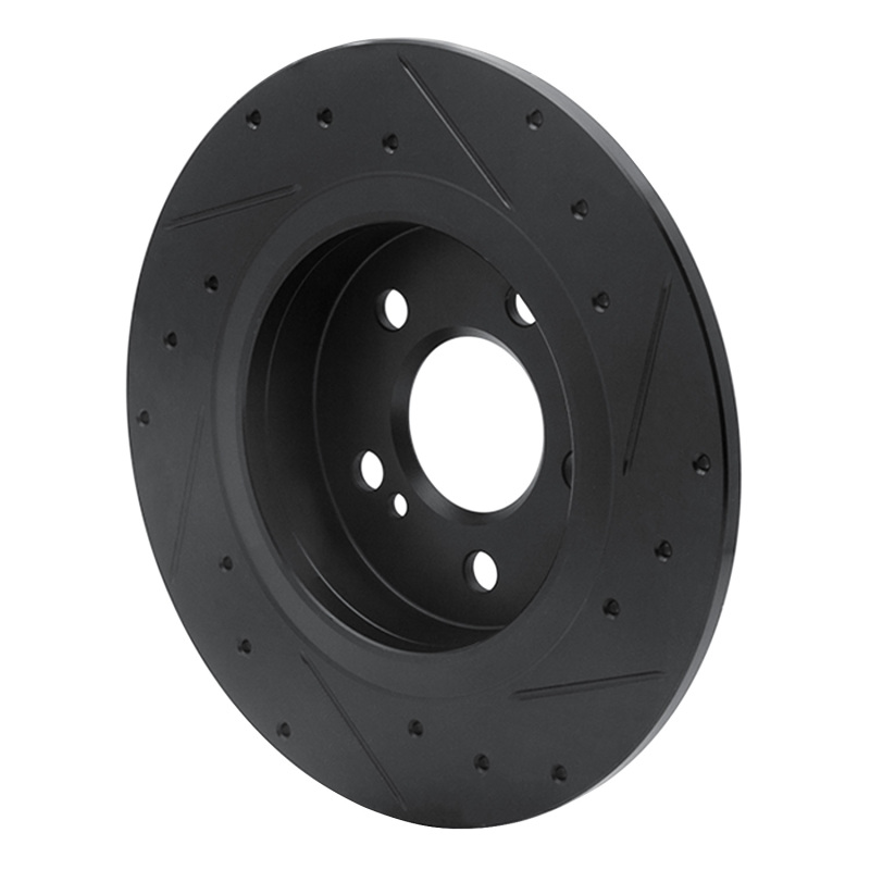 Picture of R1 14-20 Infiniti QX30 Rear Left Drilled & Slotted Black Brake Rotor