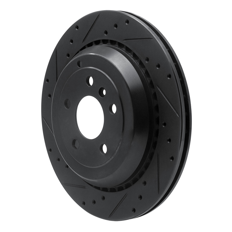 Picture of R1 06-12 Mercedes-Benz ML350 Rear Left Drilled & Slotted Black Brake Rotor