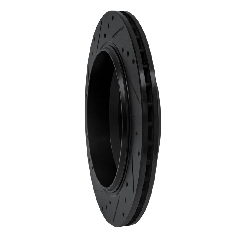 Picture of R1 06-12 Mercedes-Benz GL350 Rear Right Drilled & Slotted Black Brake Rotor