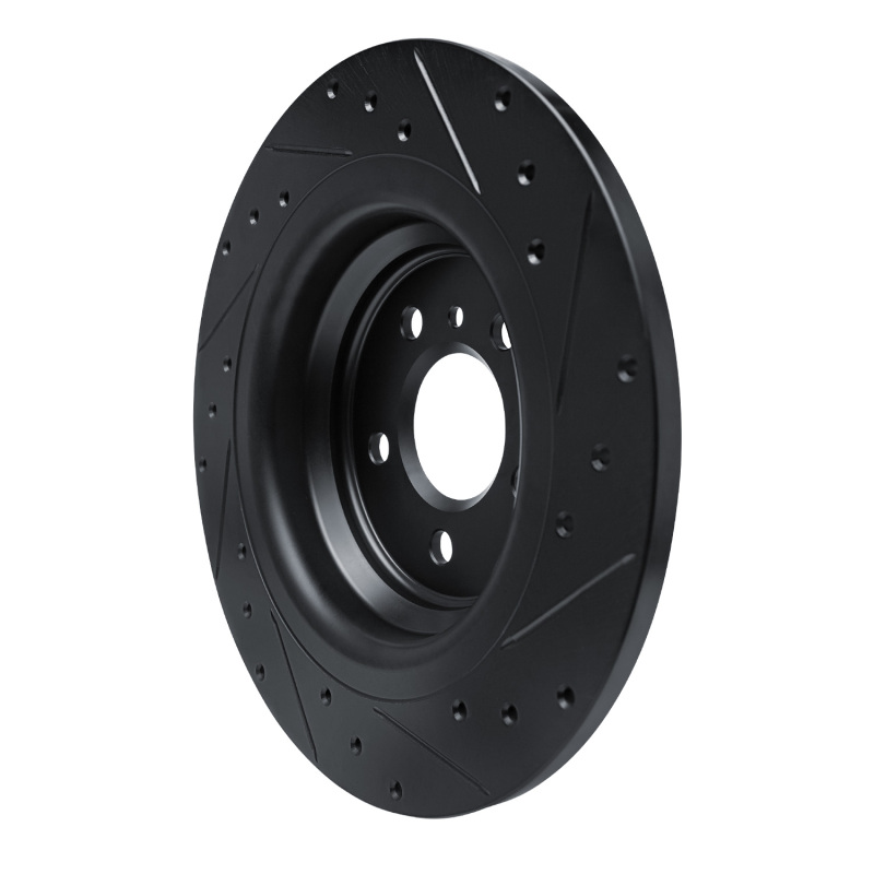 Picture of R1 12-18 Mercedes-Benz GLE300D Rear Left Drilled & Slotted Black Brake Rotor
