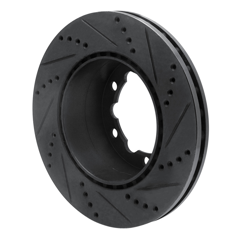 Picture of R1 06-25 American Coach Patriot Rear Left Drilled & Slotted Black Brake Rotor