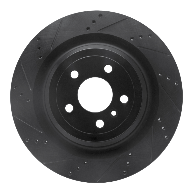 Picture of R1 13-19 Mercedes-Benz GL350 Rear Left Drilled & Slotted Black Brake Rotor