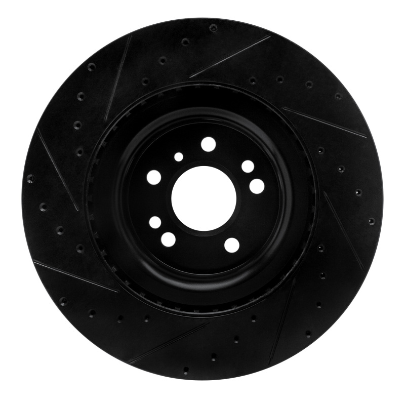 Picture of R1 13-19 Mercedes-Benz GLS350 Front Right Drilled & Slotted Black Brake Rotor