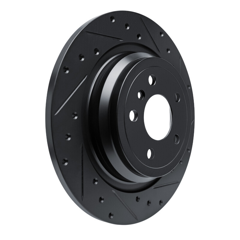 Picture of R1 12-18 Mercedes-Benz GLE350 Rear Right Drilled & Slotted Black Brake Rotor