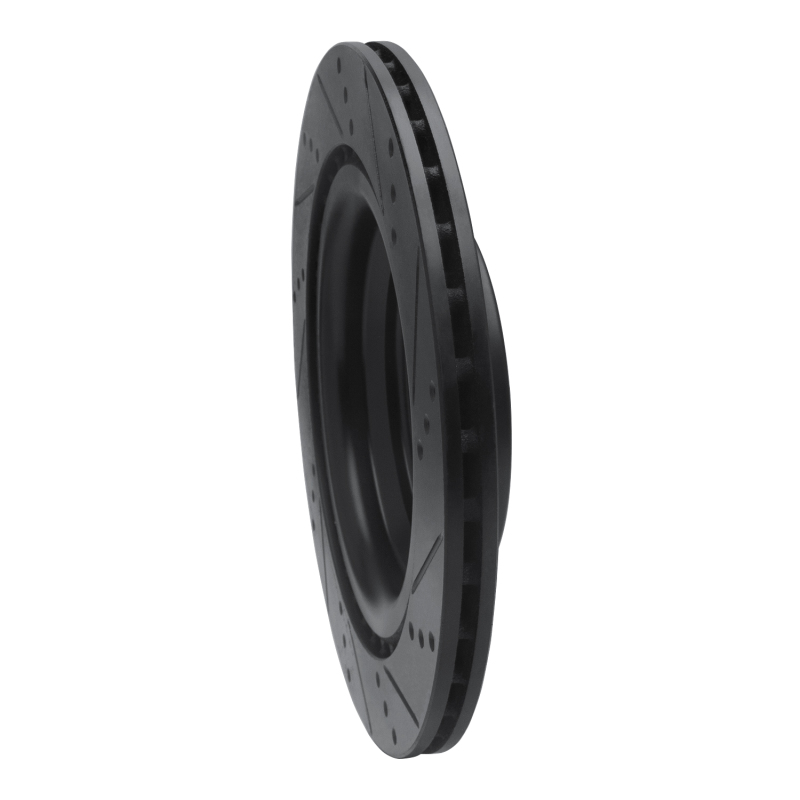Picture of R1 13-19 Mercedes-Benz GL350 Rear Left Drilled & Slotted Black Brake Rotor