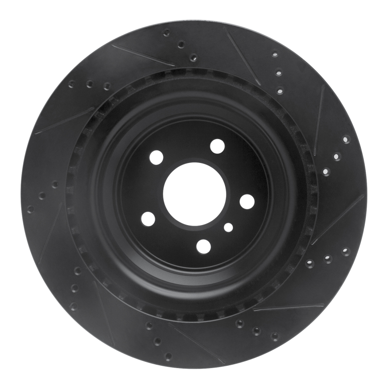 Picture of R1 13-19 Mercedes-Benz GL350 Rear Left Drilled & Slotted Black Brake Rotor