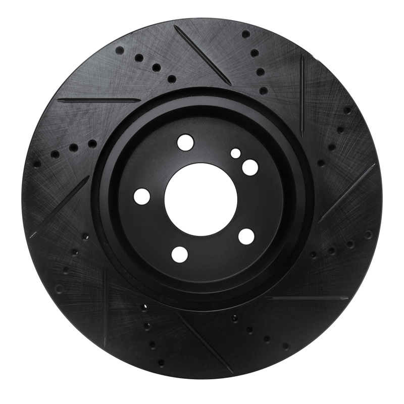 Picture of R1 16-23 Mercedes-Benz GLC250 (South America) Rear Left Drilled & Slotted Black Brake Rotor