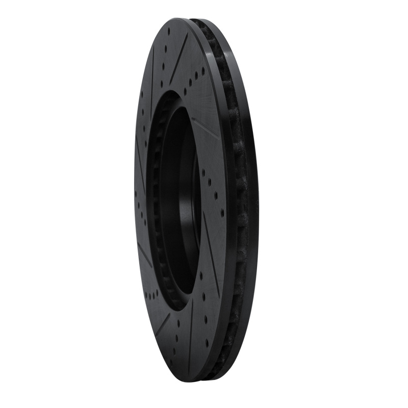 Picture of R1 16-23 Mercedes-Benz GLC350e Rear Right Drilled & Slotted Black Brake Rotor