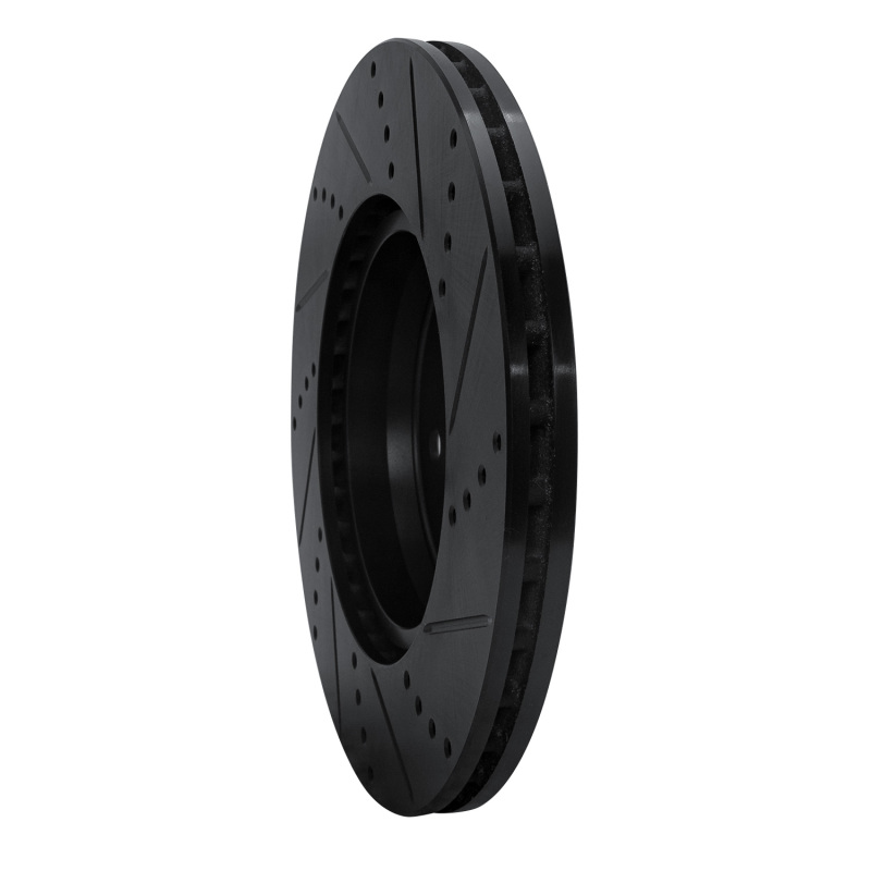 Picture of R1 16-23 Mercedes-Benz GLC250 (South America) Rear Left Drilled & Slotted Black Brake Rotor
