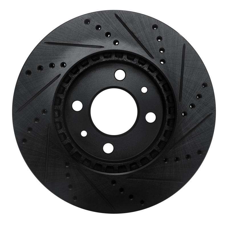 Picture of R1 88-98 Saab 9000 Front Left Drilled & Slotted Black Brake Rotor