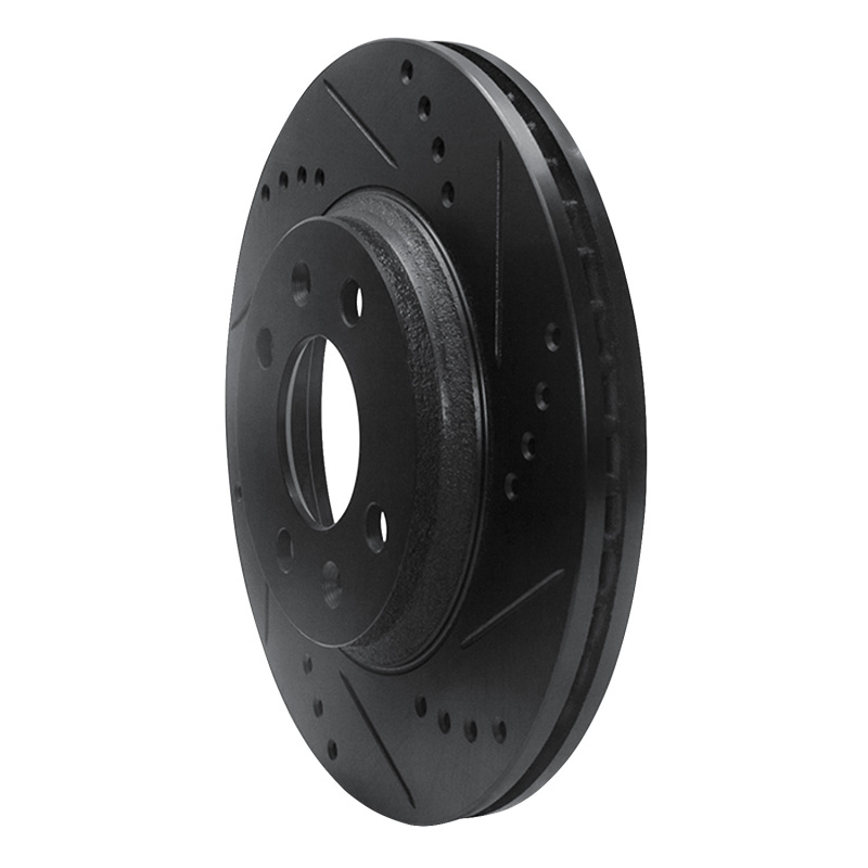 Picture of R1 87-93 Saab 900 Front Right Drilled & Slotted Black Brake Rotor