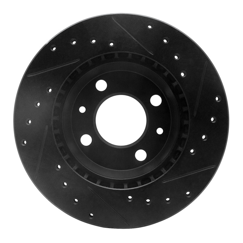Picture of R1 87-93 Saab 9000 Front Left Drilled & Slotted Black Brake Rotor