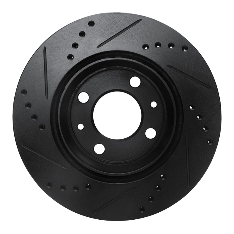 Picture of R1 87-93 Saab 900 Front Right Drilled & Slotted Black Brake Rotor