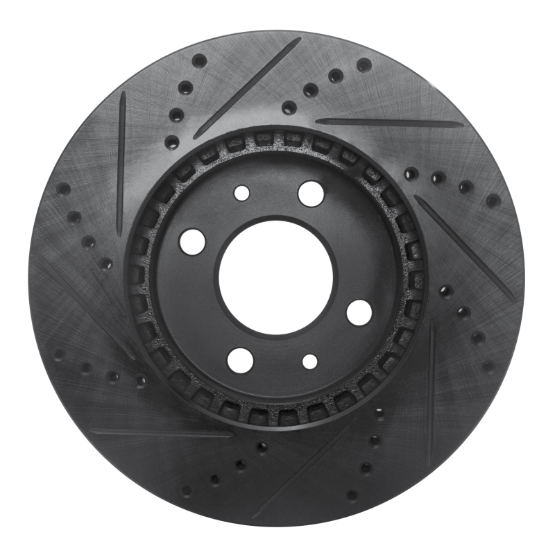 Picture of R1 88-98 Saab 9000 Front Right Drilled & Slotted Black Brake Rotor