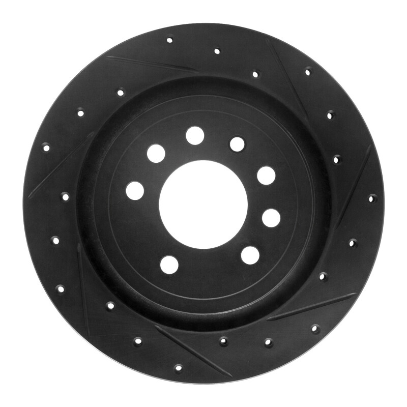 Picture of R1 08-11 Saab 9-3 Rear Right Drilled & Slotted Black Brake Rotor