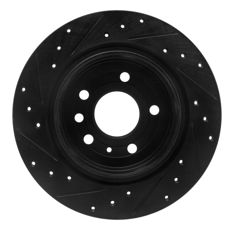 Picture of R1 99-10 Saab 9-5 Rear Right Drilled & Slotted Black Brake Rotor