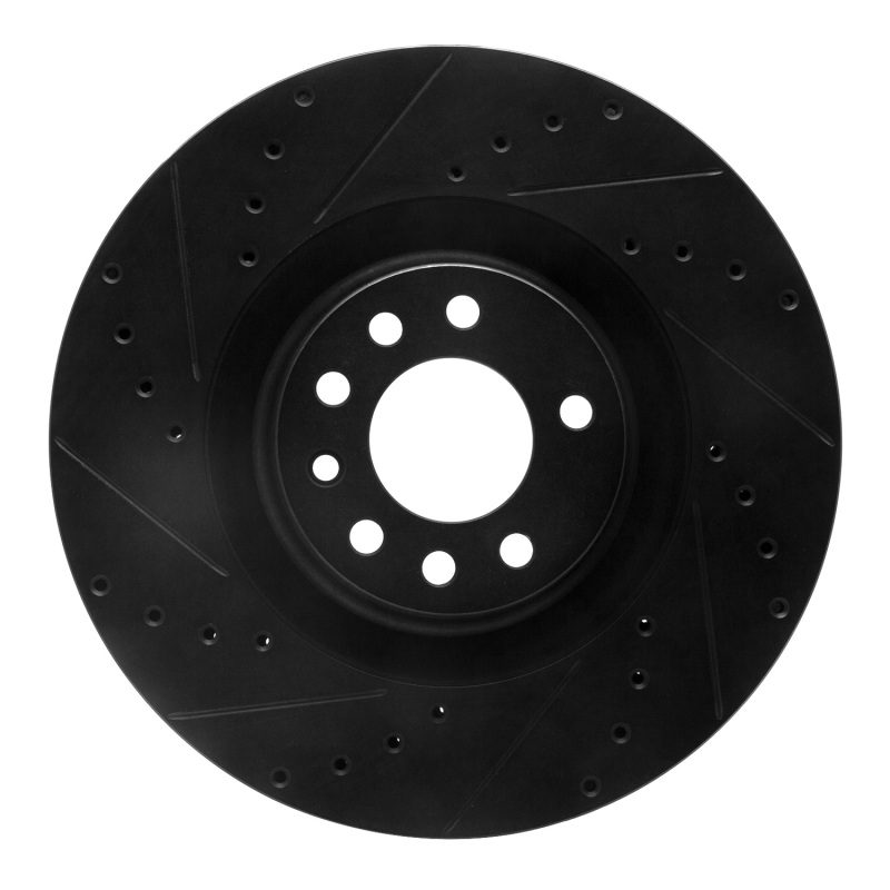 Picture of R1 08-11 Saab 9-3 Front Left Drilled & Slotted Black Brake Rotor