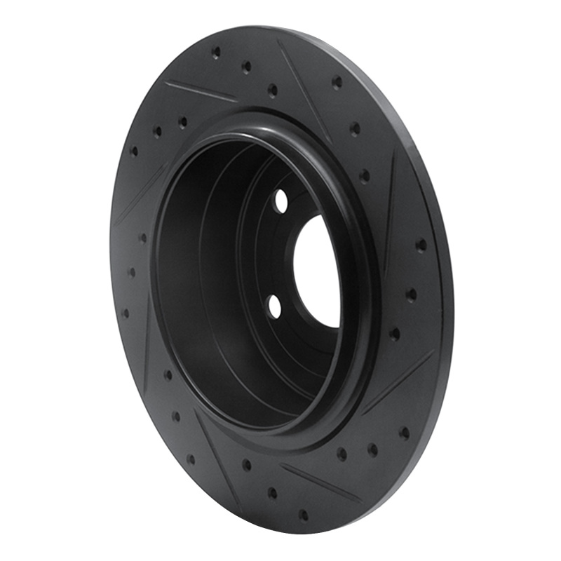 Picture of R1 99-10 Saab 9-5 Rear Left Drilled & Slotted Black Brake Rotor