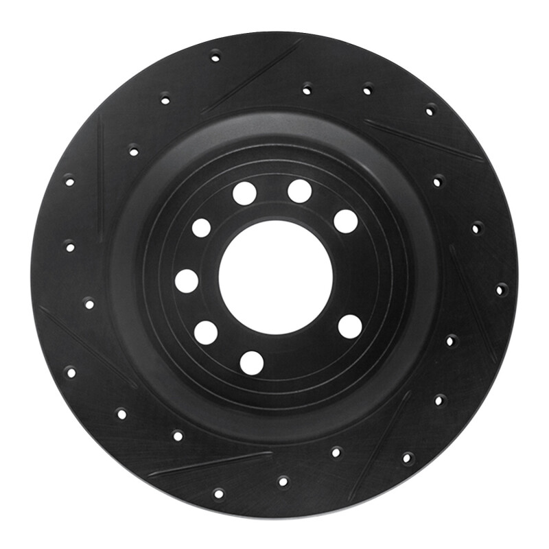 Picture of R1 08-11 Saab 9-3 Rear Right Drilled & Slotted Black Brake Rotor