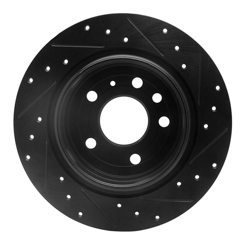 Picture of R1 99-10 Saab 9-5 Rear Left Drilled & Slotted Black Brake Rotor