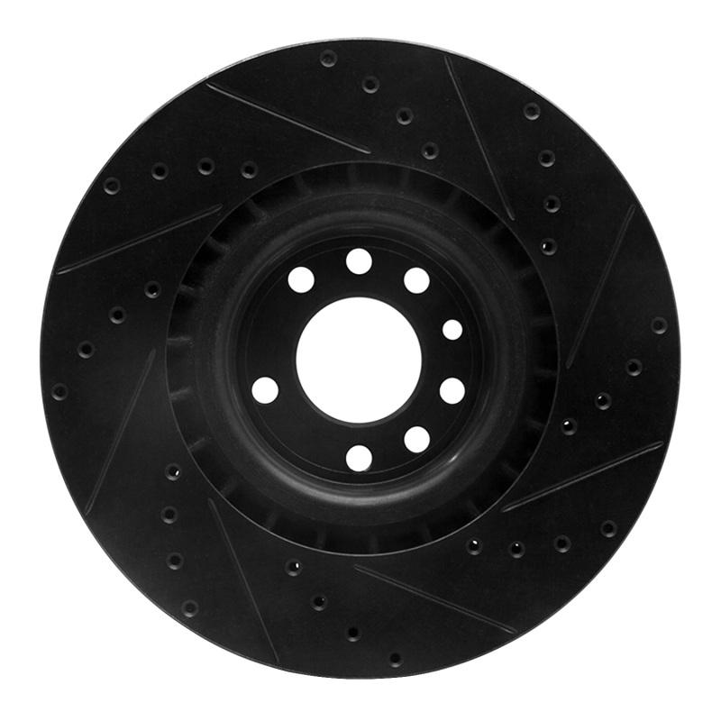 Picture of R1 08-11 Saab 9-3 Front Left Drilled & Slotted Black Brake Rotor