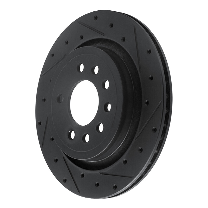 Picture of R1 08-11 Saab 9-3 Rear Right Drilled & Slotted Black Brake Rotor