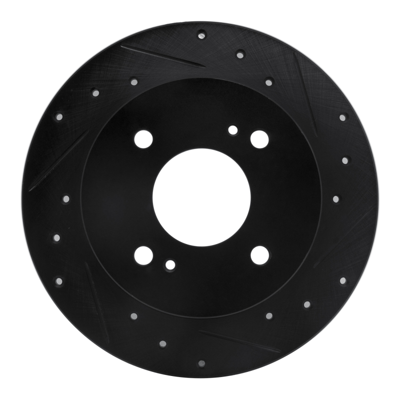 Picture of R1 79-81 Nissan 200SX Rear Right Drilled & Slotted Black Brake Rotor