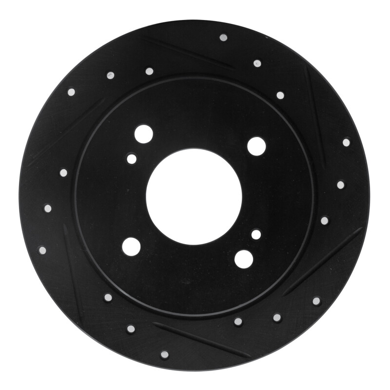 Picture of R1 82-88 Nissan 280ZX Rear Right Drilled & Slotted Black Brake Rotor