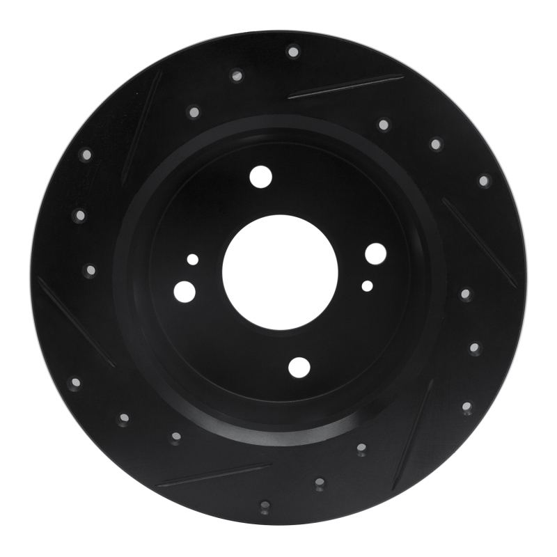 Picture of R1 79-81 Nissan 200SX Rear Right Drilled & Slotted Black Brake Rotor
