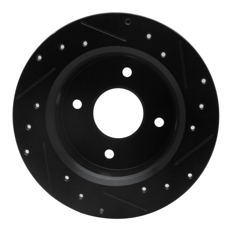 Picture of R1 79-81 Nissan 200SX Rear Left Drilled & Slotted Black Brake Rotor