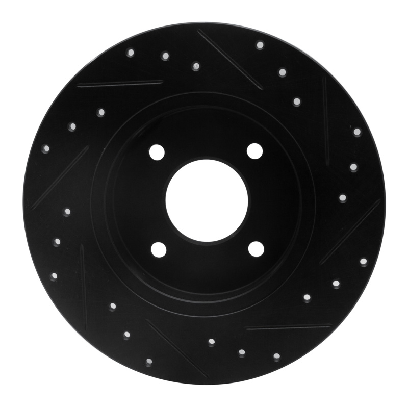Picture of R1 84-85 Nissan 300ZX Rear Left Drilled & Slotted Black Brake Rotor